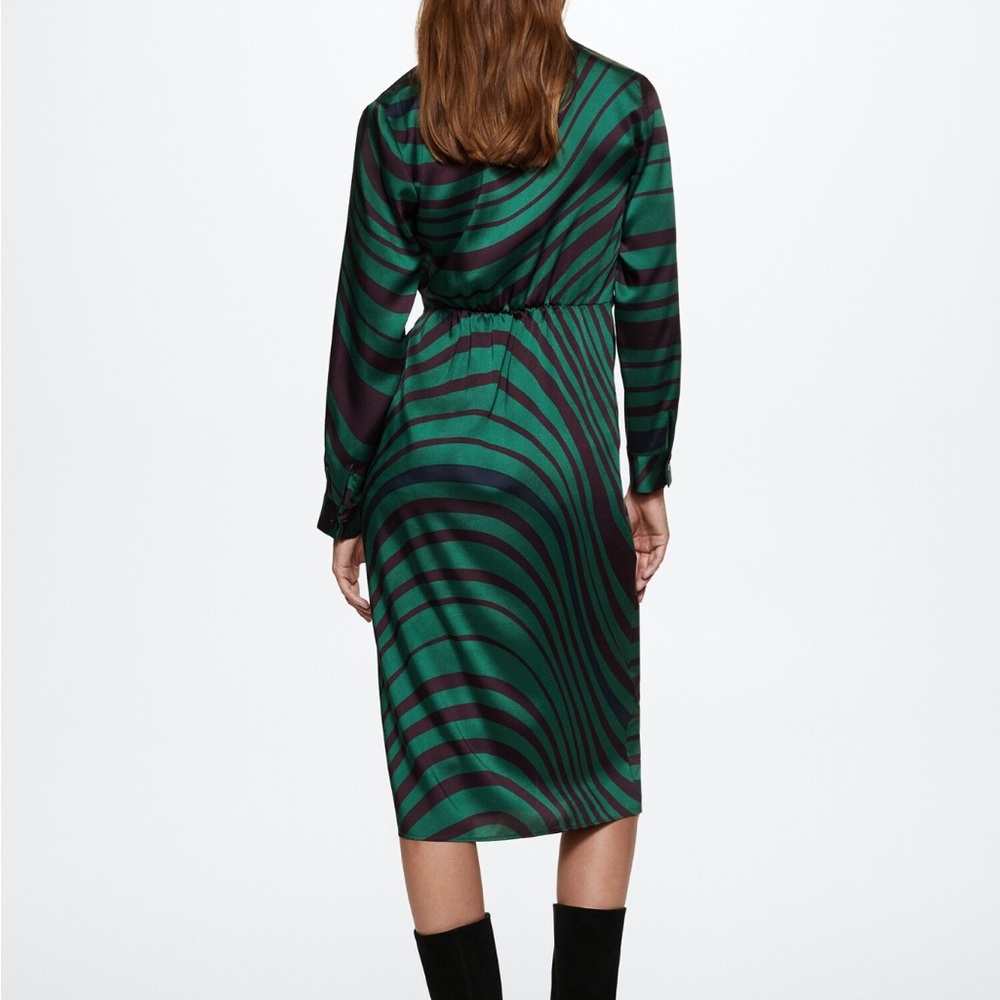 Mango Teal And Black Striped Dress - image 3